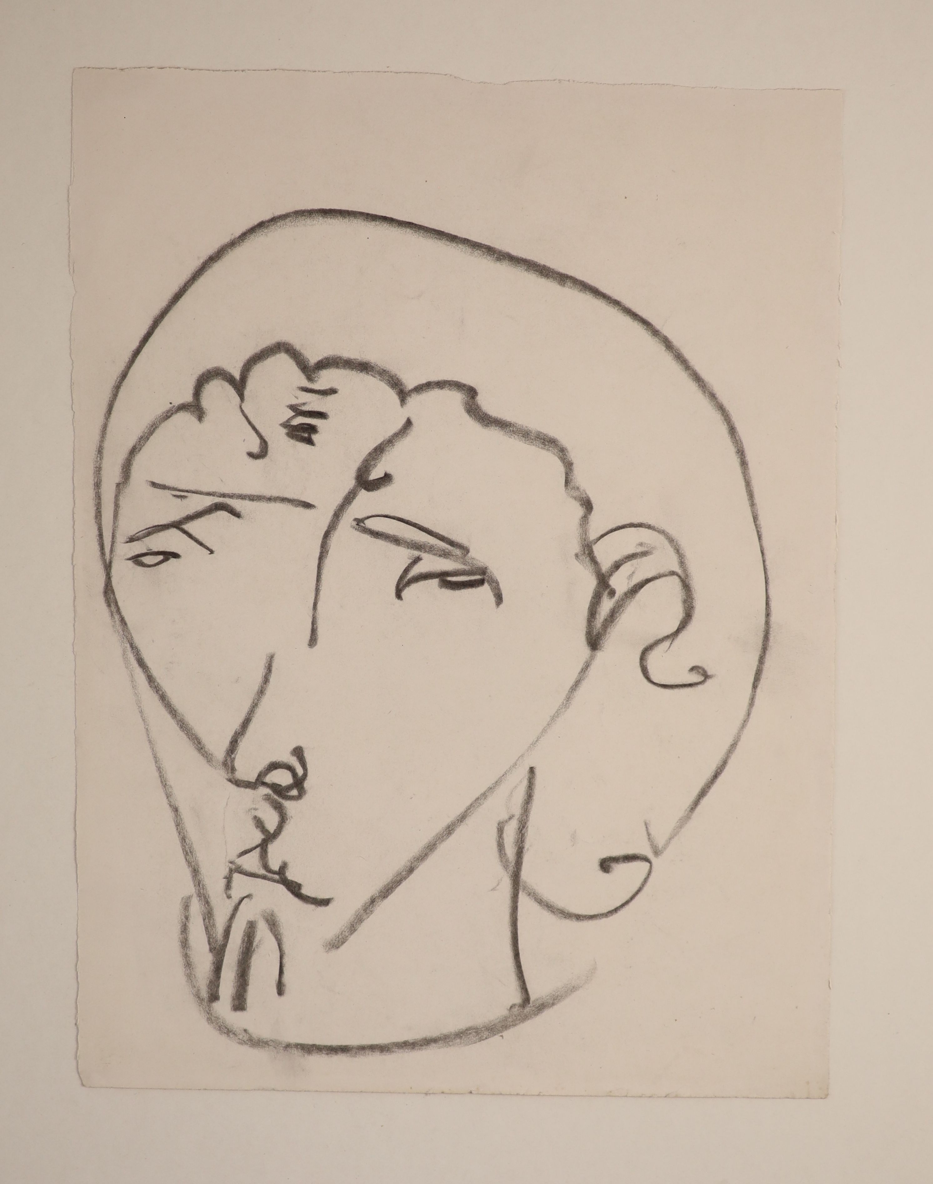 Henri Gaudier-Brzeska (1891-1915), Portrait of Ezra Pound, circa 1913, charcoal on paper, 25.5 x 19cms., unframed, in a stiff card folding mount